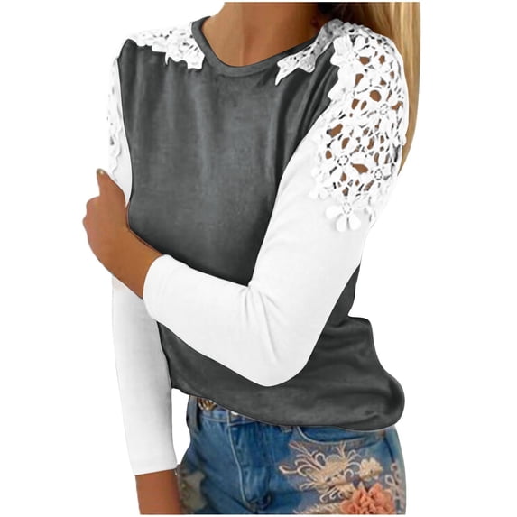 Enjoytime Women's Fashion Blouses Patchwork Printed Long Sleeve Casual Basic Tees Tops Loose Fit Tunic Shirt Women Winter Clothes