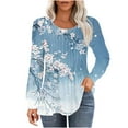 thumbnail image 1 of Enjoytime Women's Long Sleeve Tunic Tops Pleated Crew Neck Floral Printed Blouses Dressy Lightweight Casual Loose Shirts for Women, 1 of 5