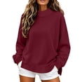 thumbnail image 1 of Enjoytime Women's Mock Neck Sweatshirt Long Sleeve Side Slit Pullover Top Fall Winter Loose Trendy Casual Sweatshirts, 1 of 7