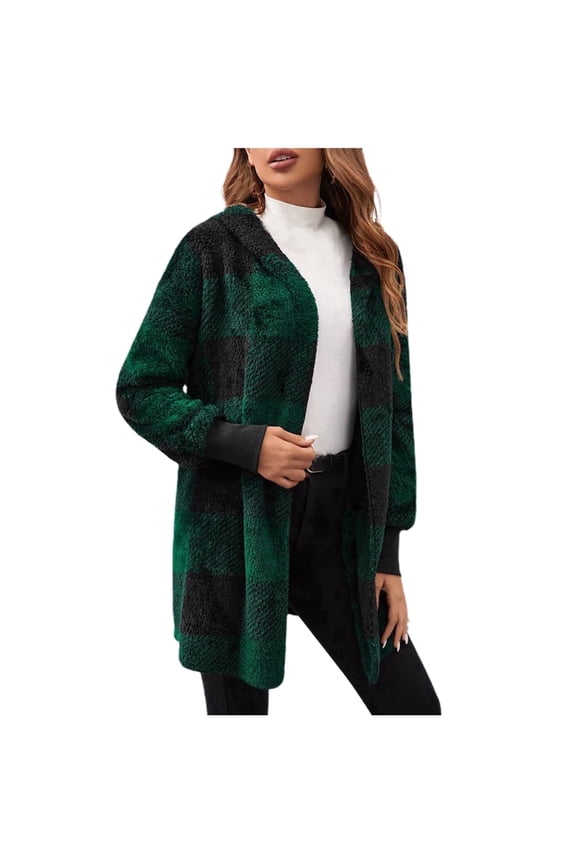 Women's Outerwear Long Sleeve Hooded Cardigans Fall Winter Warm Casual Jackets Mid Length Coats