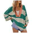 thumbnail image 1 of Enjoytime Women's Oversized Sweatshirt Tops with Zipper Casual Long Sleeve V-Neck Shirts Fashion Casual Color Block Printed Womens Streetwear Blouses Clothes, 1 of 6