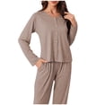 thumbnail image 1 of Enjoytime Women's Pajama Sets Soft Comfy 2 Piece Sleepwear V-Neck Long Sleeve Button Down Shirts with Pants Pjs Set, 1 of 5