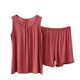 thumbnail image 1 of Enjoytime Women's Pajama Sets Solid Color Sleeveless Tank Tops Loose Shorts 2 Piece Outfits Fashion Casual Loungewear Plus Size Clothing, 1 of 4