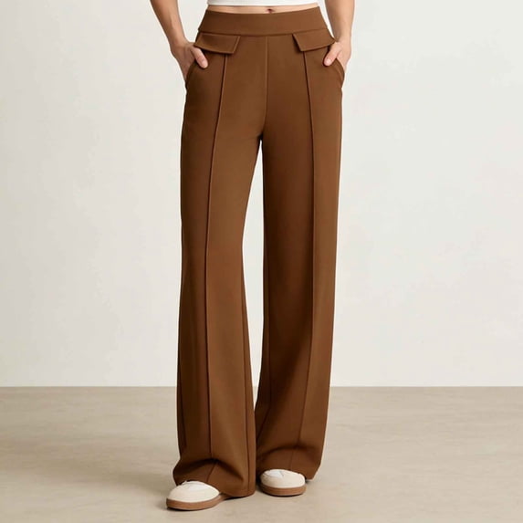 Enjoytime Women's Pants High Waisted Straight Wide Leg Trousers Trendy Work Business Casual Pants
