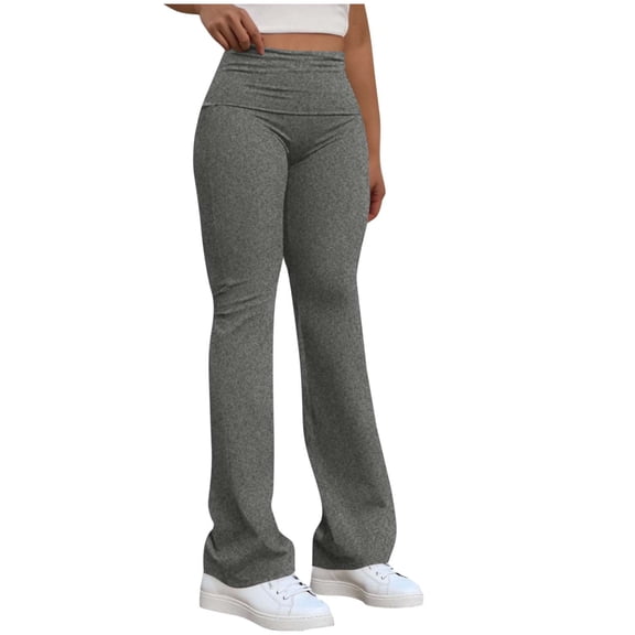 Enjoytime Women's Pants Solid Color Elastic Waisted Long Sweatpants with Pockets Workout Loose Casual Trousers Dark Gray M