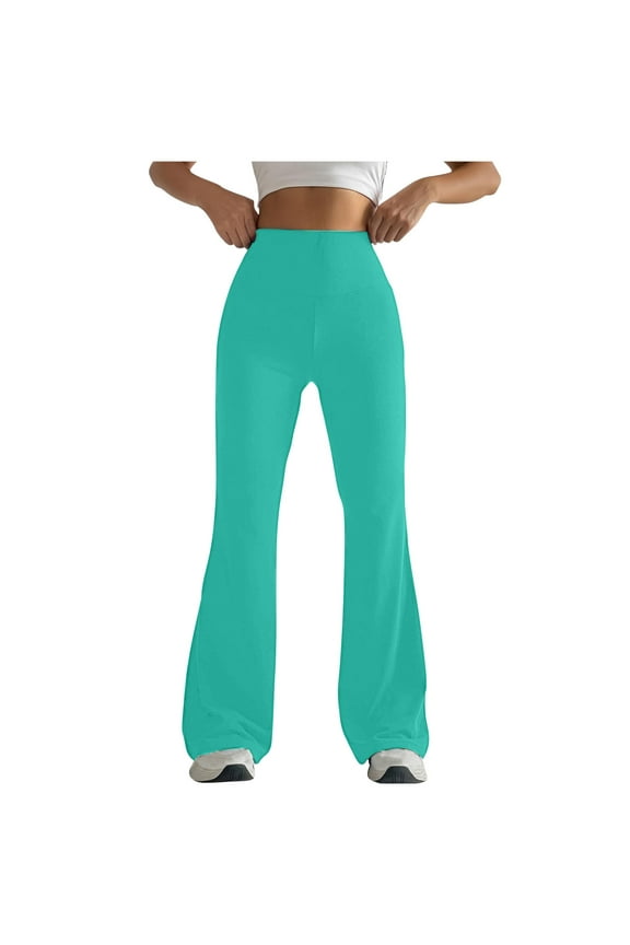 Women's Pants Solid Color Tight Fitting Hip Shaping Flared Yoga Pants Casual Lounge Workout Womens Trousers Mint Green XXL