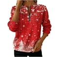 thumbnail image 1 of Enjoytime Women's Sweatshirt Christmas Vintage Printed V-Neck Long Sleeve Half Zip Up Sweatshirts Casual Xmas Holiday Graphic Pullover Tops, 1 of 5