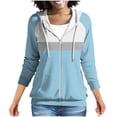 thumbnail image 1 of Enjoytime Women's Sweatshirt Fashion Patchwork Long Sleeve Zip Up Hoodie Casual Comfy Loose Pullover Tops Plus Size Clothes for Women Sky Blue XL, 1 of 8