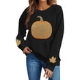 thumbnail image 1 of Enjoytime Women's Sweatshirt Halloween Pumpkin Print Long Sleeve Pullover Top Fall Fashion Lightweight Casual Sweatshirts, 1 of 6