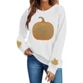 thumbnail image 1 of Enjoytime Women's Sweatshirt Halloween Pumpkin Print Long Sleeve Pullover Top Fall Fashion Lightweight Casual Sweatshirts, 1 of 6