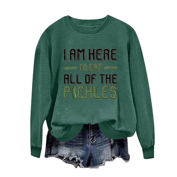 Enjoytime Women's Sweatshirt Letter Print Long Sleeve Crewneck Blouse Fall Winter Fashion Pullover Tops