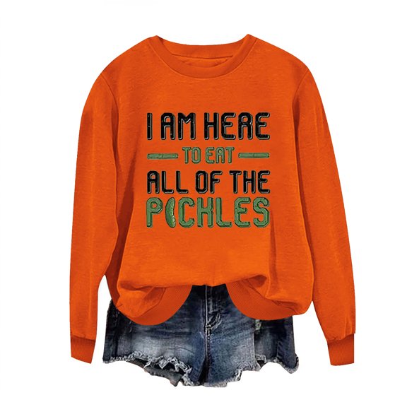 Enjoytime Women's Sweatshirt Letter Print Long Sleeve Crewneck Blouse Fall Winter Fashion Pullover Tops