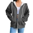 thumbnail image 1 of Enjoytime Women's Sweatshirt Plaid Printed Long Sleeve Zip Up Hoodie Fall Winter Fashion Casual Loose Hoodies with Pockets Gray XXL, 1 of 6