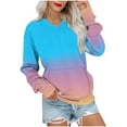 thumbnail image 1 of Enjoytime Women's Sweatshirt Printed V-Neck Long Sleeve Tops Fall Fashion Casual Pullover Sweatshirts Comfy Winter Clothes Sky Blue L, 1 of 5