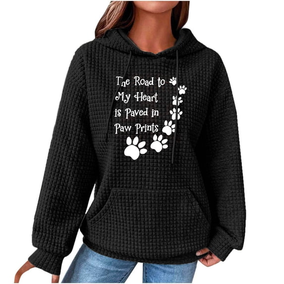 Enjoytime Women's Sweatshirts Fashion Hoodies Pullover Oversized Waffles Sweatshirts with Pockets Long Sleeve Drawstring Loose Fit Casual Tops for Women