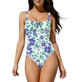 thumbnail image 1 of Enjoytime Women's Swimwear Ruched Floral Printed Bathing Suit Square Neck Monokini Tummy Control One Piece Swimsuit, 1 of 8