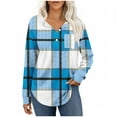 thumbnail image 1 of Enjoytime Women's Tops Patchwork V-Neck Long Sleeve Button Down Blouse Business Casual Work Shirts 2025 Fashion Clothing Blue XXL, 1 of 7