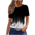 thumbnail image 1 of Enjoytime Women's Tops Trendy Printed Round Neck Short Sleeve Blouses Business Casual Summer Plus Size Shirts Black L, 1 of 4