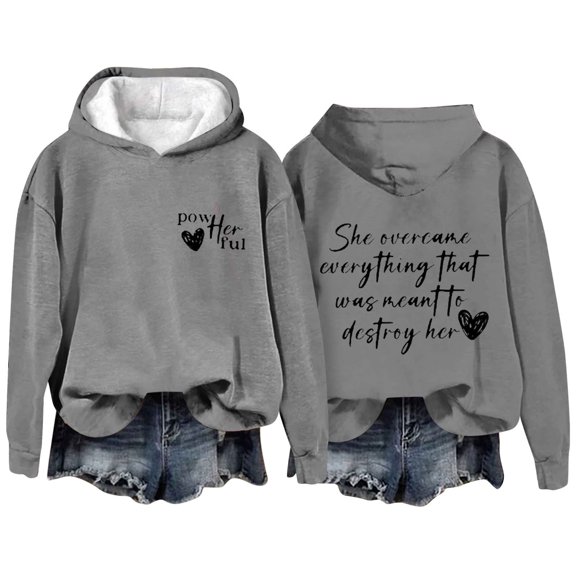 Enjoytime Women's Tops Valentine's Day Printed Long Sleeve Sweatshirt Casual Fashion Pullover Oversized Hoodie Gray M