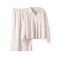 thumbnail image 1 of Enjoytime Womens 2 Piece Outfits Collared V Neck Long Sleeve Tops Midi Skirt Matching Sets Fall Fashion Casual Travel Outfit, 1 of 6