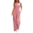 thumbnail image 1 of Enjoytime Womens 2 Piece Outfits Summer Beach Travel Casual Lounge Set Ruffle Sleeve Crop Tops with Wide Leg Pants Matching Sets, 1 of 8