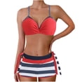 thumbnail image 1 of Enjoytime Womens Athletic 3 Piece Swimsuits with Drawstring Sexy Adjustable Backless Bikinis Sets with Boyshort Swimwear Womens Bathing Suits Tummy Control on Clearance, 1 of 5