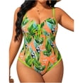 thumbnail image 1 of Enjoytime Womens Bathing Suits Print V-Neck Tummy Control One Piece Swimwear Ruched Adjustable Straps Plus Size Swimsuit, 1 of 8