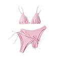 thumbnail image 1 of Enjoytime Womens Bathing Suits Solid Color High Cut Tie Side Thong 2 Piece Swimsuit Mid Rise Modest Swimwear 2026, 1 of 4