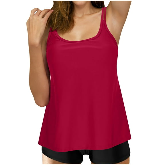 Enjoytime Womens Bathing Suits Tankini Swimsuits for Women Solid Color Tankini Top with Boyshorts Tummy Control Swimsuits for Women Athletic Swimwear