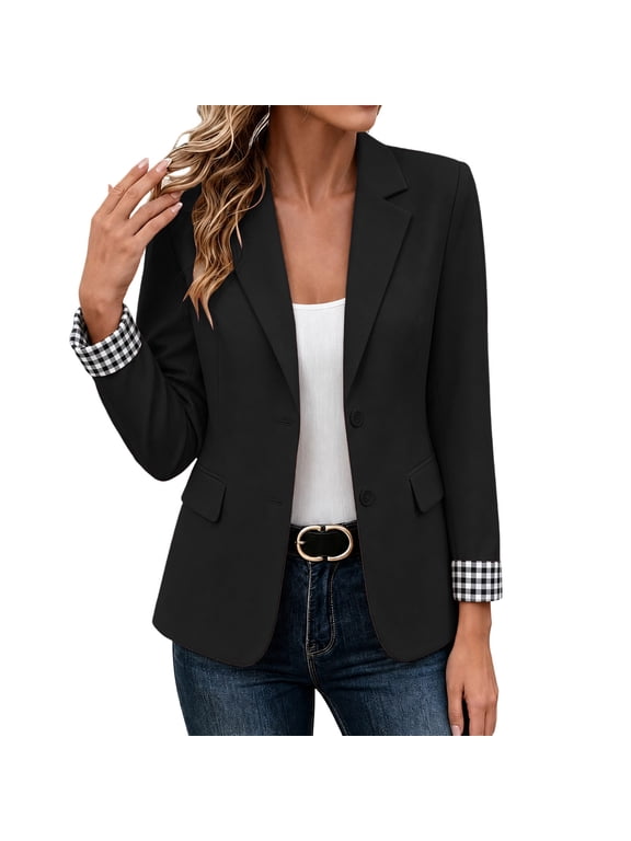 Womens Blazer Lapel Long Sleeve Button Fitted Blazer Dressy Office Work Business Casual Suit Jacket with Pockets