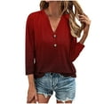 thumbnail image 1 of Enjoytime Womens Blouse Plus Size Color Block V Neck Button Tunic Tops Cute 2025 Shirts Casual Going Out 3/4 Sleeve Shirts for Women, 1 of 5