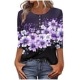 thumbnail image 1 of Enjoytime Womens Blouses Floral Printed Crewneck 3/4 Sleeve Button Down Shirt Spring Summer Trendy Business Casual Tops, 1 of 8
