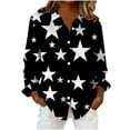 thumbnail image 1 of Enjoytime Womens Blouses Printed V-Neck Collared Long Sleeve Button Down Shirt Business Casual Fashion Plus Size Womens Tops Black XXXL, 1 of 6