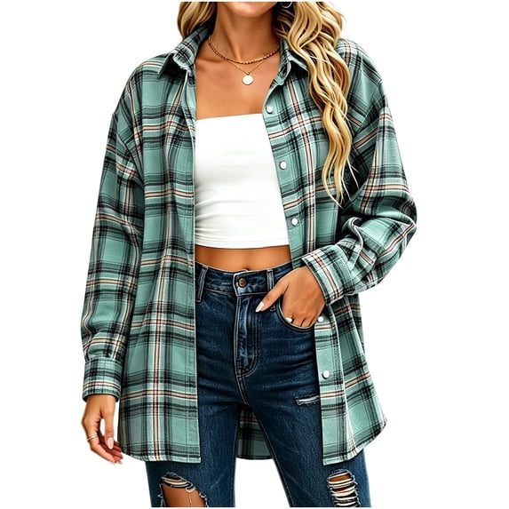 Enjoytime Womens Button Down Shirt Plaid Collared Long Sleeve Tops Fall Fashion Business Casual Blouses
