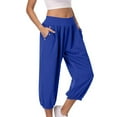 thumbnail image 1 of Enjoytime Womens Capri Pants Comfy Loose Elastic Waisted Yoga Crop Pants with Pockets Summer Athletic Sportwear Running Workout Sweat Pants for Womens, 1 of 7
