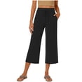 thumbnail image 1 of Enjoytime Womens Capris Drawstring Elastic Waist Wide Leg Capri Pants Summer Casual Pants with Pockets, 1 of 5