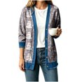 thumbnail image 1 of Enjoytime Womens Cardigan Halloween Print Denim Patchwork Long Sleeve Jacket Button Down Oversized Fall Winter Outerwear, 1 of 6