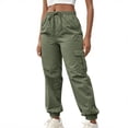 thumbnail image 1 of Enjoytime Womens Cargo Pants Solid Color Drawstring Elastic Waisted Lightweight Joggers Dry Hiking Casual Sweatpants Green S, 1 of 8