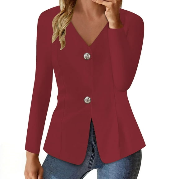 Enjoytime Womens Casual Jacket Solid Color Long Sleeve Open Front Tops Work Office Lapel Button Jackets