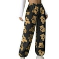 thumbnail image 1 of Enjoytime Womens Casual Pants Fashion Bear Print Pjs Pants with Pockets Homewear Loungewear Sleepwear Elastic Waisted Women Wide Leg Pants on Clearance, 1 of 5