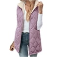 thumbnail image 1 of Enjoytime Womens Coats Solid Color Sleeveless Hooded Zip Up Puffer Jacket Fall Winter Warm Lightweight Casual Vests Outerwear Purple M, 1 of 8