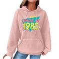 thumbnail image 1 of Enjoytime Womens Crewneck Sweatshirt Casual Retro Pattern Printed Long Sleeve Pullover Tops with Pocket Drawstring Waffle Loose Womens Hoodie Clothing on Clearance, 1 of 4