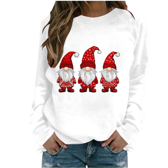 Enjoytime Womens Crewneck Sweatshirt Christmas Cute Printed Long Sleeve Tops Lightweight Casual Pullover Sweatshirts for Women