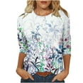 thumbnail image 1 of Enjoytime Womens Cute Floral Print Blouses Casual Crewneck Top 3/4 Sleeve Loose Tunic Plus Size Shirts for Women, 1 of 3