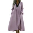 thumbnail image 1 of Enjoytime Womens Dresses Patchwork V-Neck Long Sleeve Dresses Loose Casual Vacation Plus Size Maxi Dress 2026, 1 of 8
