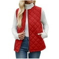 thumbnail image 1 of Enjoytime Womens Fall Jacket Solid Color Sleeveless Zip Up Jackets Winter Warm Vests Plus Size Fashion Casual Outerwear Red L, 1 of 8