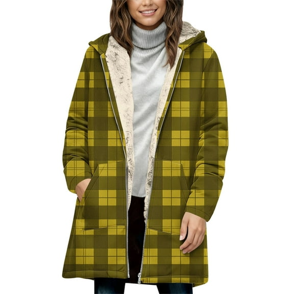 Enjoytime Womens Fall Jackets Solid Color Long Sleeve Hooded Zip Up Coats Winter Fashion Warm Mid Length Outerwear