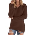 thumbnail image 1 of Enjoytime Womens Fall Tops Casual V-Neck Pullover Long Sleeve Shirts Casual Soft Warm Winter Plus Size Blouses Coffee XXXXL, 1 of 7