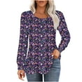thumbnail image 1 of Enjoytime Womens Fall Winter Blouses Loose Fit Long Sleeve Basic Shirts Top Streetwear Womens Crewneck Floral Printed Tunic Tops, 1 of 5