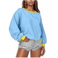 thumbnail image 1 of Enjoytime Womens Fashion Tops Hoodies for Women Patchwork Crewneck Pullover Sweatshirts Casual Loose Long Sleeve Shirts, 1 of 5